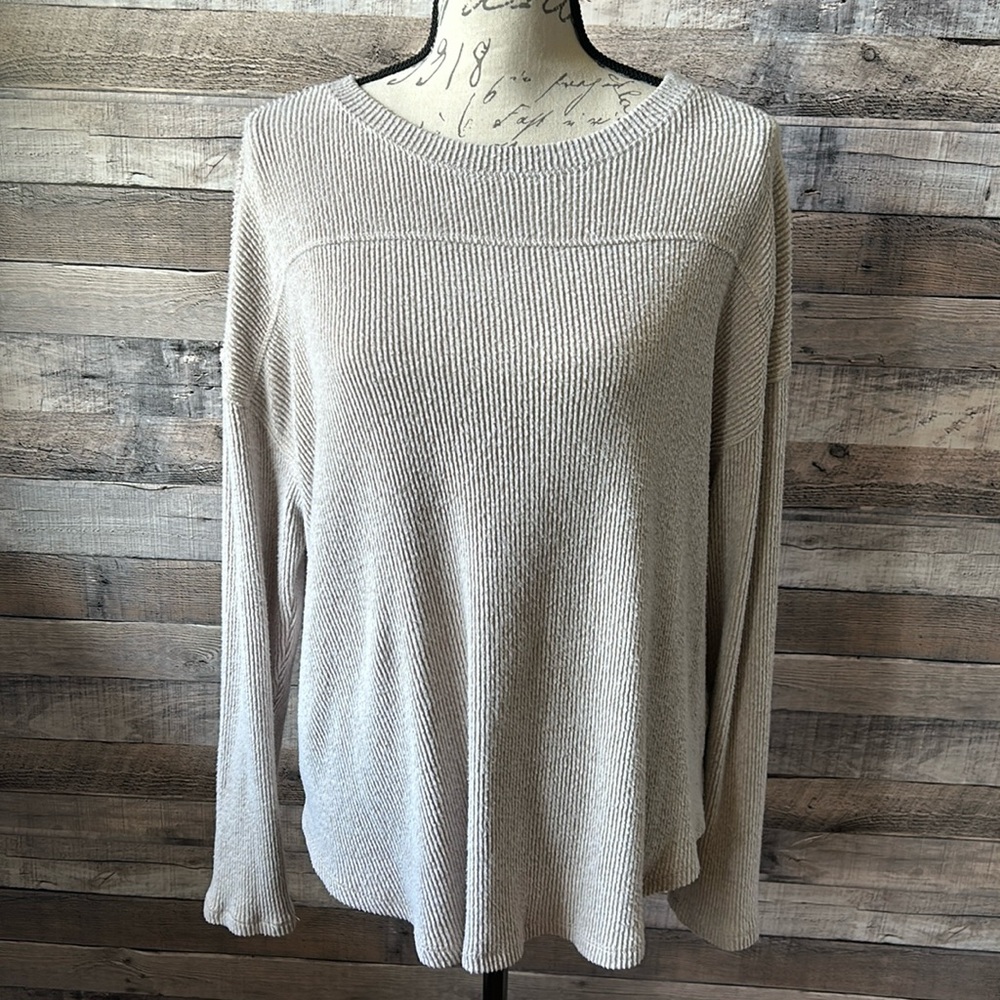 Beige Waffle Knit Top